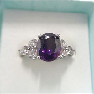 Amethyst Purple Zircon Sterling Silver Ring Sz 8